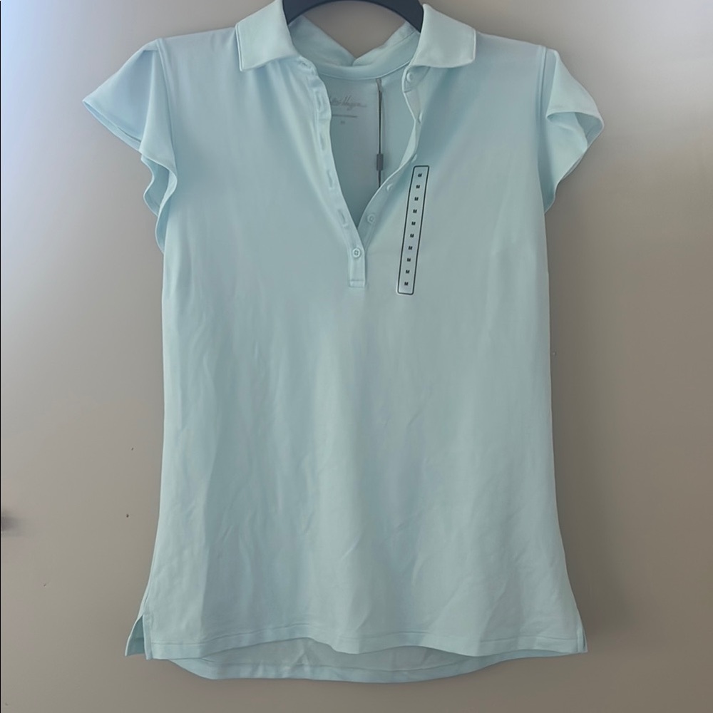 Walter Hagen Blue Fitted Cap Sleeve Polo Shirt